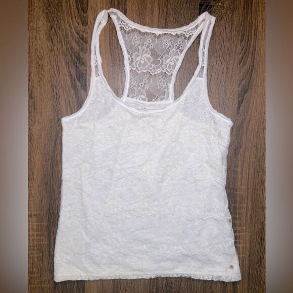 Abercrombie & Fitch Lace Tank Top Double Layer White Cream Women’s size Medium - Picture 1 of 8